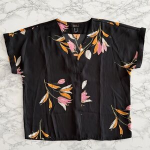 Forever 21 Black Floral Blouse